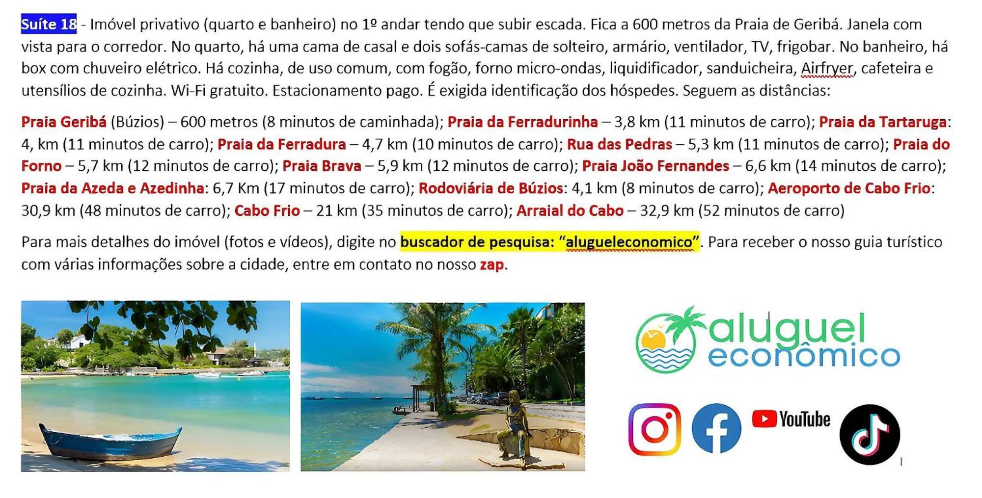 Apartamento Búzios - Geribá - Aluguel Econômico Exterior foto