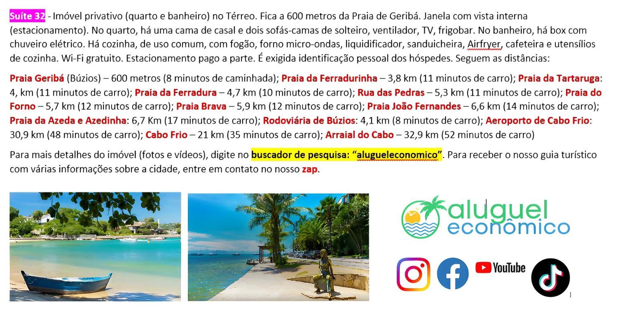 Apartamento Búzios - Geribá - Aluguel Econômico Exterior foto